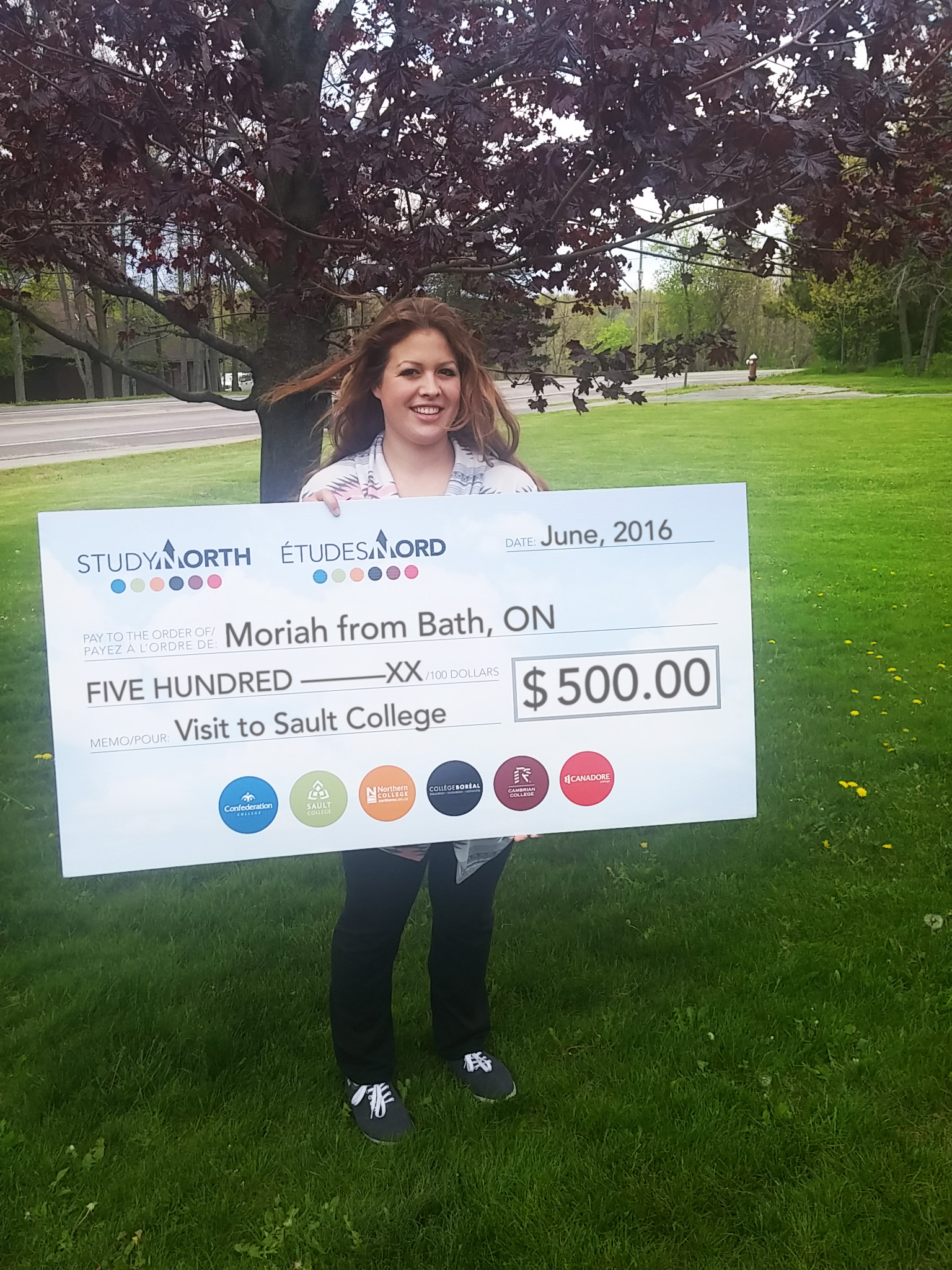 Moriah BathON Sault_cheque-1