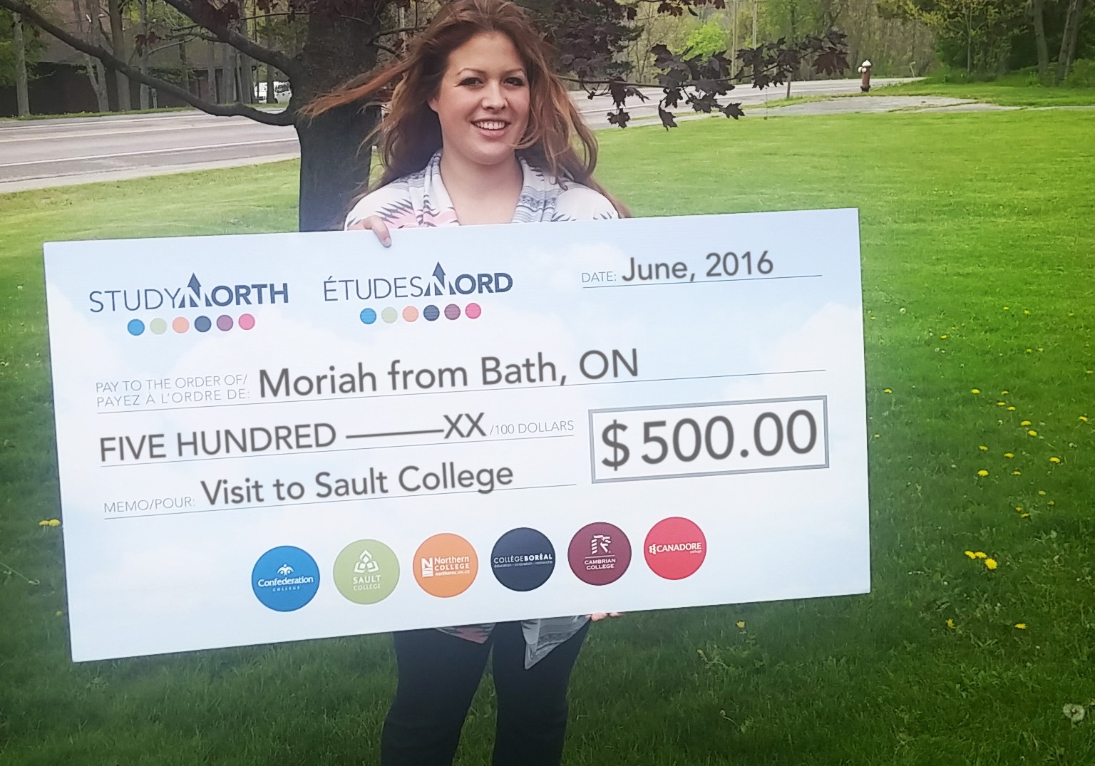 Moriah BathON Sault_cheque-1